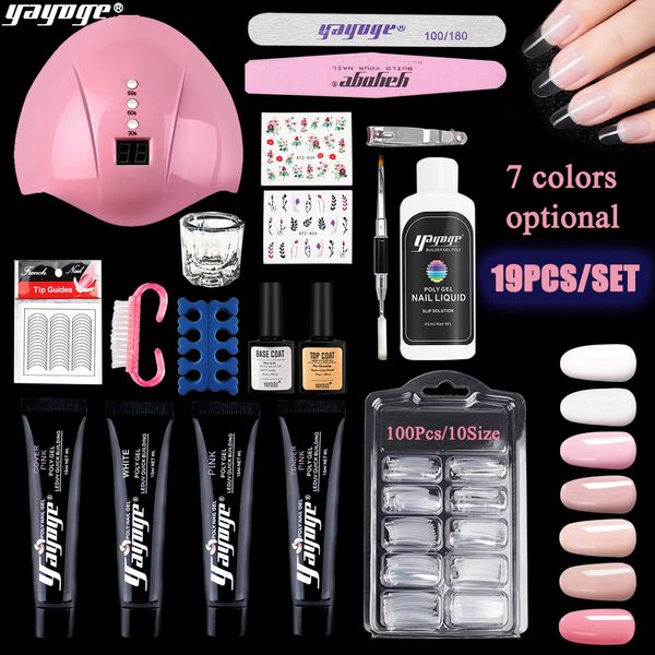 

yayoge nails set uv led lamp dryer with 20pcs nail gel polish kit soak off manicure tools set poly builder gel for nail art