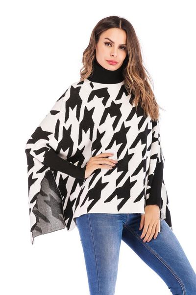 

women female fashion casual knitted sweater sweater streetwear cloak jumper solid pullover autumn winter outerwear, Black
