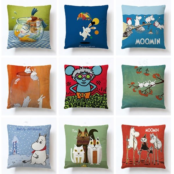 

38 styles cartoon pillow case animals pillow covers super soft short plush fabric waist pillow sofa cushion covers