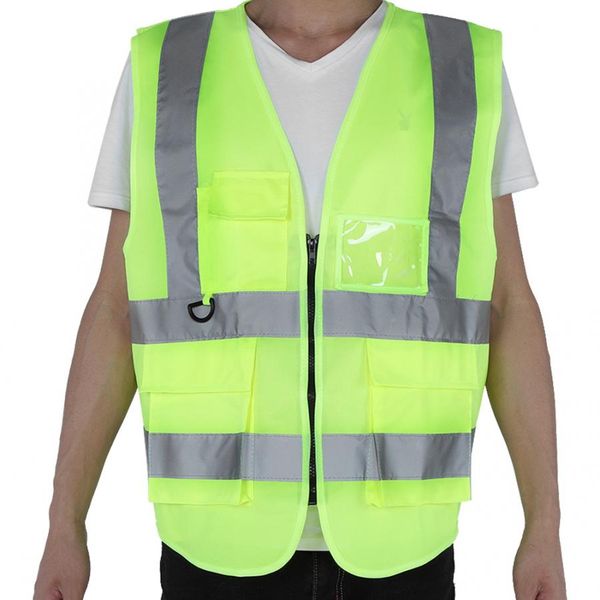 

1pc security traffic safety vest reflective jacket coat with zipper for work wearing security clothes safety vest