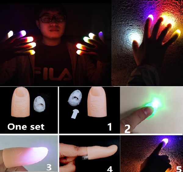 Kids Glowing Fingers Magic Luminous LED Light Flashing Trick Props Prank Toys
