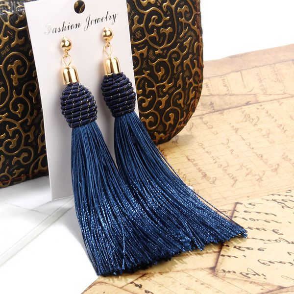 

berbeny 2018 fashion bohemia women's tassel earring exaggeration modern jewelry statement drop earrings wedding accessories, Silver