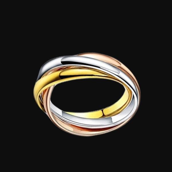 

titanium steel silver rose gold silver plated love ring for women's wedding tricolor mixed lovers ring three-color couple pair ring