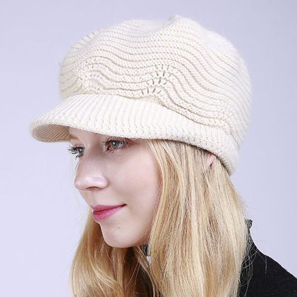 

winter warm black berets design line solid ear protector slouchy berets caps for women viseira feminina heren pet cgq, Blue;gray