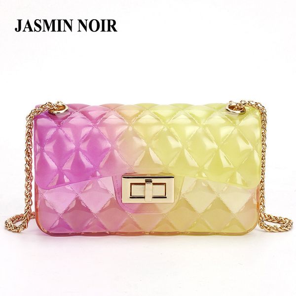 

fashion jelly summer women messenger bags female patchwork translucence bag cute crossbody bag chain small shoulder