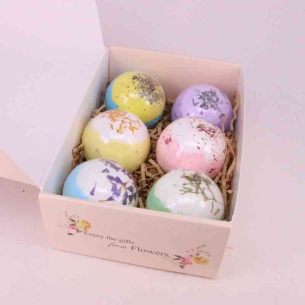 6 pz/set Bombe di sale da bagno Set regalo per la casa Spa Ball Bubbles Craft Lavanda Bomba da bagno naturale Cura della pelle Massaggio bomba da bagno