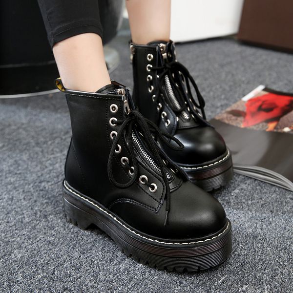 

women's shoes with short boots woman boots england zipper women's shoes, Black