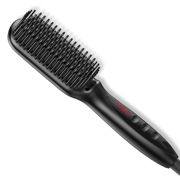 

professional hair & beard straightener brush electric straightener brush fast heating brush ionic hair straightening comb, Silver