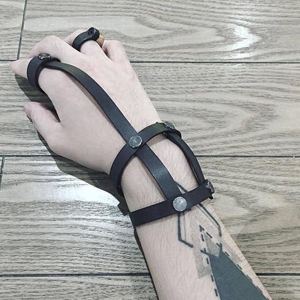 

2019 new fashion real black bracelets for women bangle adjustable length bohemia holiday male jewelry punk pulseir, Golden;silver