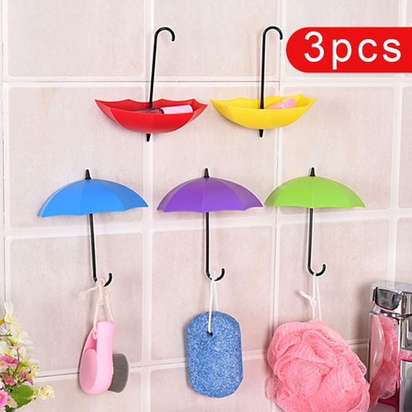 

3pcs/lot umbrella shape wall mount key holder wall hook organizer decor home supply tools kitchen organizer bathroom accessory