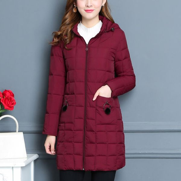 

2019 new slim winter jacket women hooded coat causal long thick warm down parkas stand collar zipper cotton padded jacket female, Black