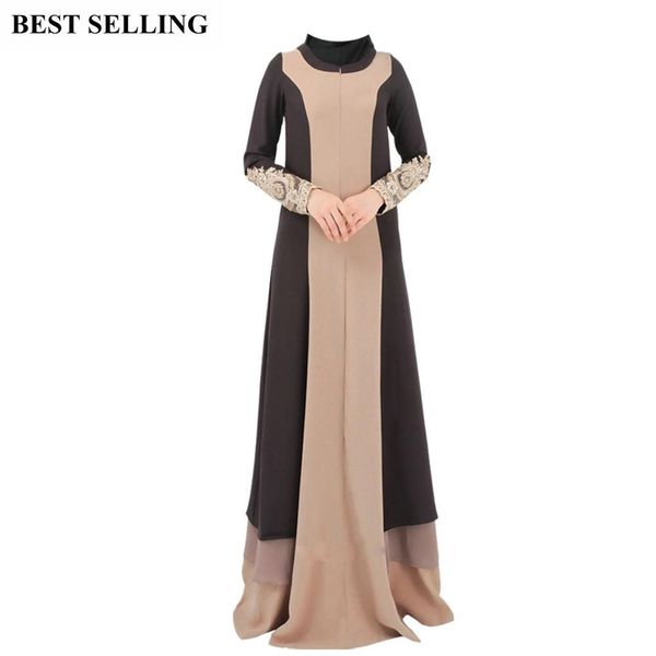 

muslim women arab jilbab long robe tunic elegant loose abaya dubai lace stitching maxi dress kaftan islamic clothing hijab dress, Red