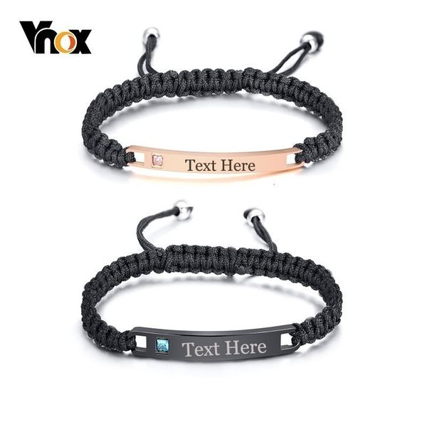 

vnox his and her couples bracelets love gifts stainless steel id tag engraving name customize personalized jewelry, Golden;silver