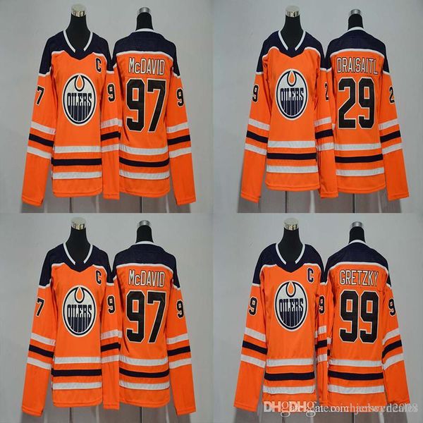 

Lady 2017-2018 Season Edmonton Oilers Jersey 97 Connor McDavid 29 Leon Draisaitl 99 Wayne Gretzky Women Hockey Jerseys Cheap