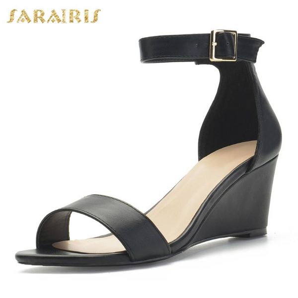 

sarairis горячая продажа отдых высокие каблуки обуви женщины высокое качество лето клинья сандалии женщина, Black
