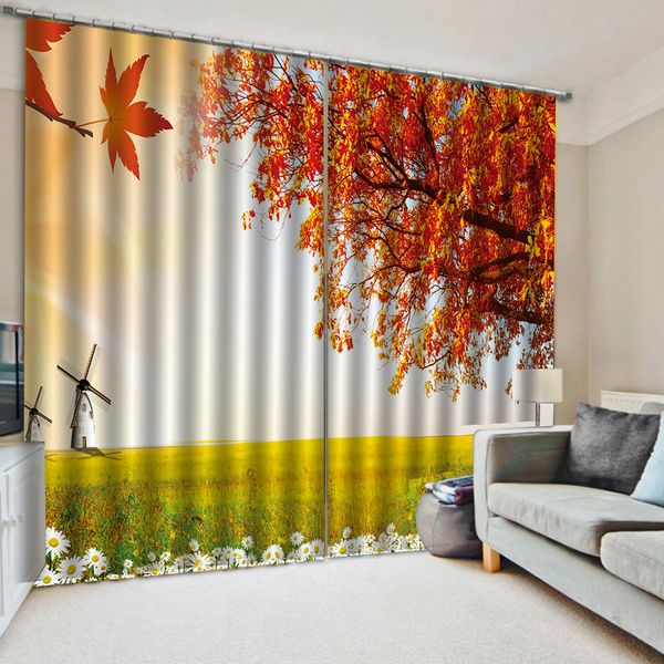 

custom maple leaves curtains 3d curtains new window balcony thickened windshield blackout curtains