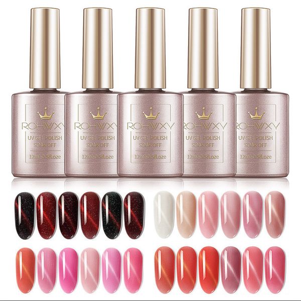 

magnet nail gel polish 3d cat eye uv led gel nail polish soak off 12ml chameleon magnetic varnishes manicure lacquer, Red;pink