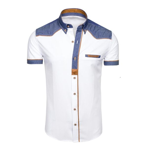 

zogaa brands men shirt casual slim fit short sleeve dress shirts smart casual fashion white vintage shirts for men clothing, White;black