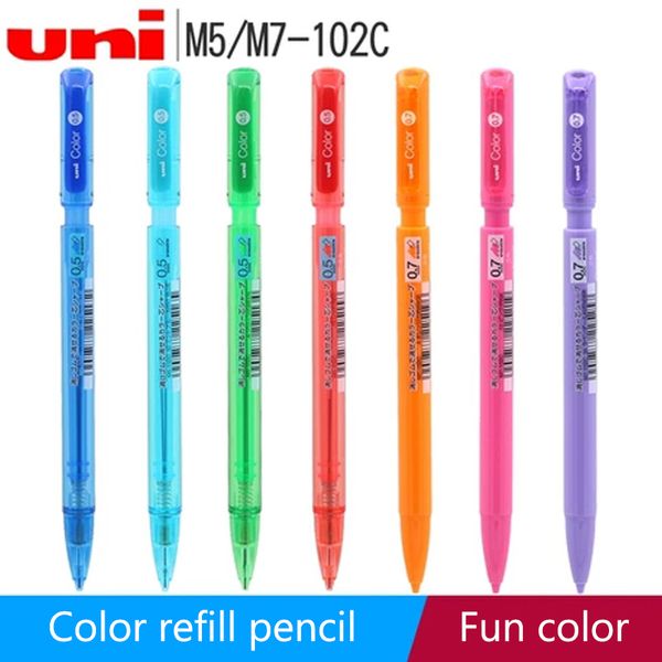 

3pcs uni mechanical pencil m5-102c color lead student can wipe multi-color automatic pencil press pen 0.5/0.7mm, Blue;orange