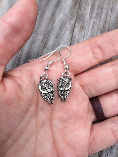 

новый стиль древний серебряный мини-сова кулон серьги шарма личности творческий женщины ювелирные аксессуары европейский американский лучший, Silver
