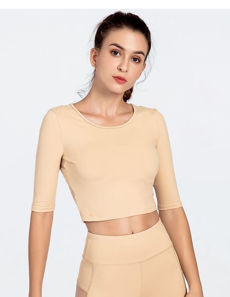 

мягкая нейлоновая йога set mesh назад половина длина рукава top высокая талия tight запуск костюм обучение спортивная одежда quick dry, White;red