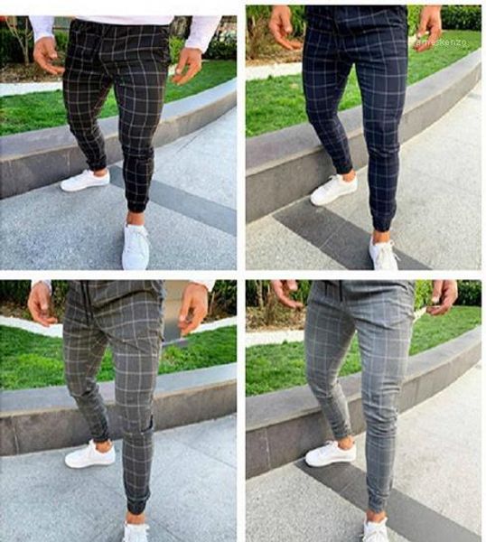 

mens designer pants printed male casual drawstring pencil pants casual mens trousers new arrival fashion plaid slim, Black