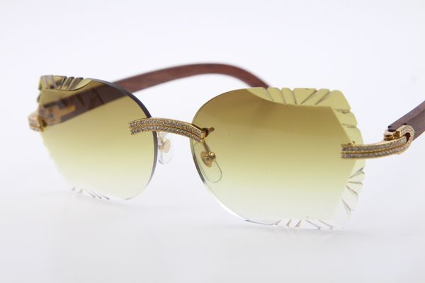 

бесплатная доставка древесины солнцезащитные очки без оправы меньшие камни очки унисекс новые с коробкой резные brown lens глаза кота новой, White;black