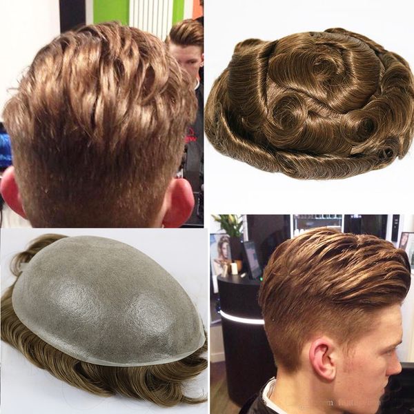 

eversilky 0,03-0,04 тонкий toupee кожи для мужчин мужская волос кусочки замена 1b65 цвет волос mens парик человеческой системы, Black