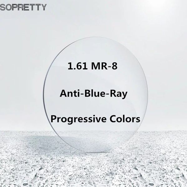 

1.61 (0.00~-8.00) progressive color anti blue ray mr-8 resin aspheric glasses lenses , cylinder prescription myopia optical lens