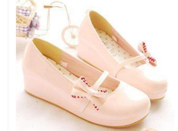 

2018 bowknot women's shoes in spring and autumn with new style slope heel round head, Black