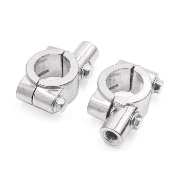 

uxcell 2pcs 8mm thread 7/8" motorcycle handlebar rearview mirror holder clamp adaptor silver tone