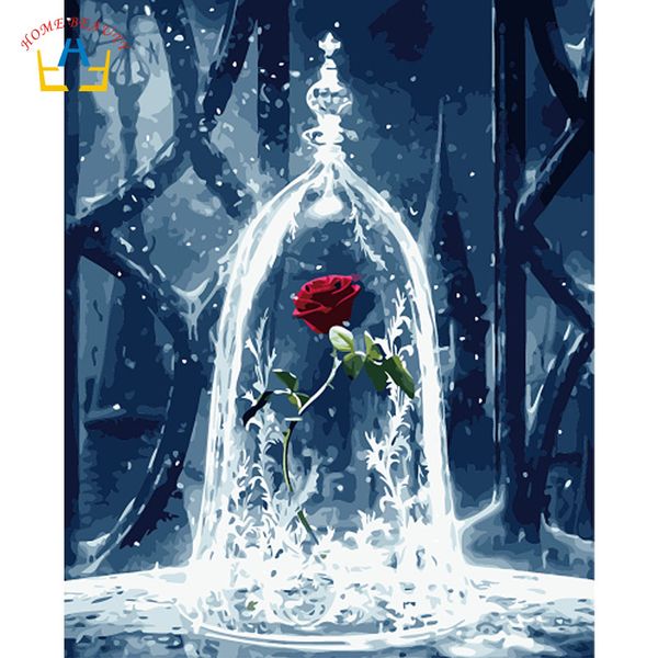 

acrylic painting paint by numbers wall art canvas pictures e rose hand-painted diy coloring by number decorations ph9221