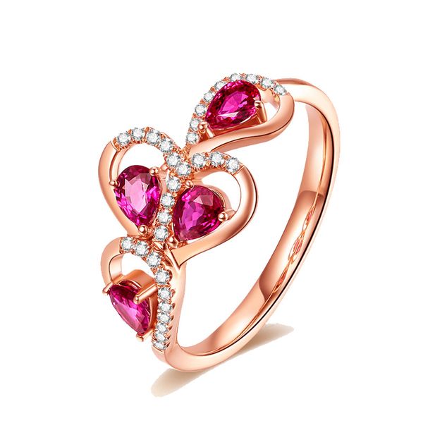 

r204 luxury rings jewelry female new style thin rose gold branch rings for women red heart crystal open white crysta small, Silver