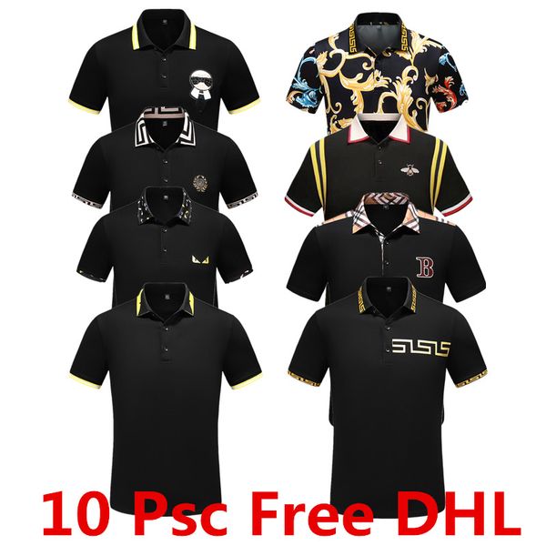 

2019 new fa hion hort leeve medu a polo hirt high treet italy de igner polo hirt men ca ual polo embroidery applique black polo
