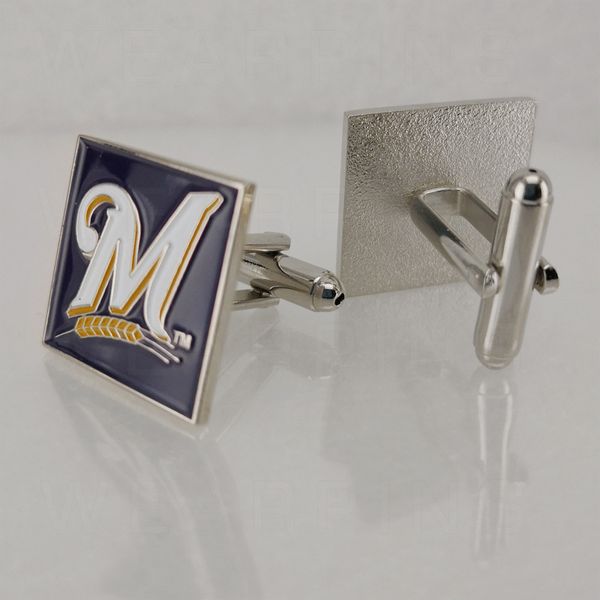

m i l w a u kee b r e w e rs sign copper cufflinks father's gift tuxedo stylish high-quality silver plated french enamel shirt cuff lin