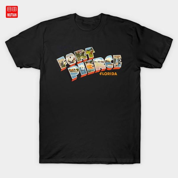 

greetings from fort pierce florida t-shirt places landmark monuments gift american retro holiday souvenir americana vacation, White;black