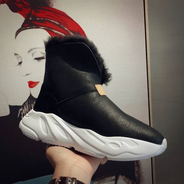 

platform booties australia designer boots women/men luxury plush shoes black genuine leather boots flat bottom