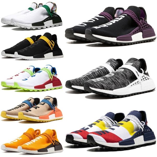 

pharrell williams x human race hu trail primeknit женщины мужской теннисные туфли pink glow nerd тройной черные оранжевые желтые кроссовки к