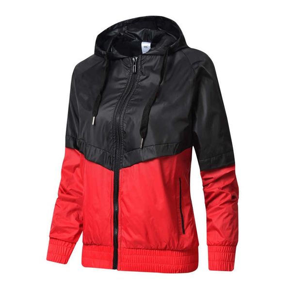

women windbreaker designer jackets female hoodie zipper fashion hooded jackets coat outdoor sport letter plus size women's clothing, Black;brown