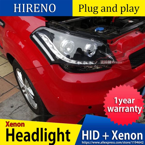 

car style for kia soul headlights 2009-2013 soul led headlight car angel eye led drl h7 hid bi-xenon lens low beam head lamp