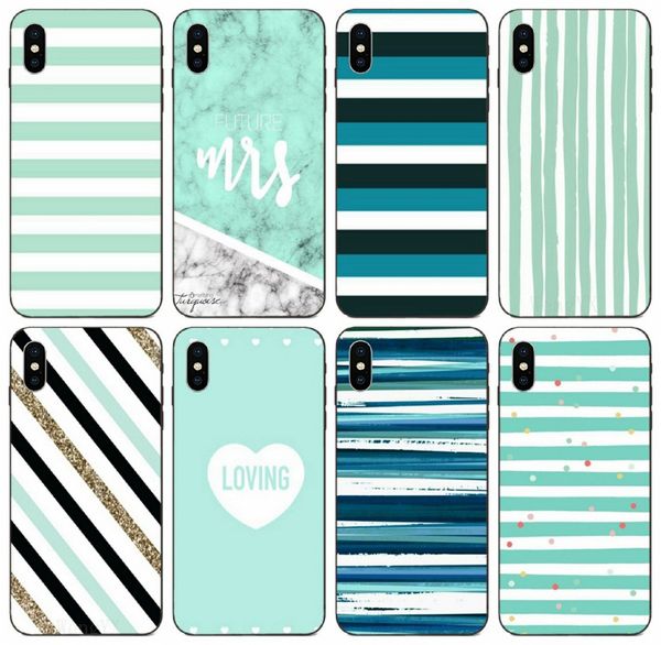 

tongtrade] окрашенные minimal mint stripes чехол для iphone 8 7 6 5 4 plus x xs 11 pro max samsung примечание 5 8 9 honor 8c 8s htc desire