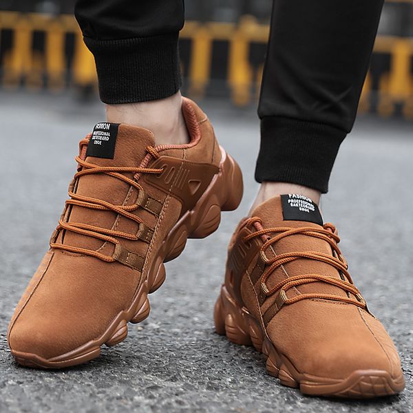 

weweya selling running shoes men brown gray sneakers pig eight leather zapatillas comfortable boy trainers male plus size 46