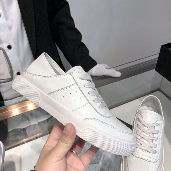

2019 early spring new style genuine leather flat keel thin shoes white shoes old man thick bottomed platform bandage cloth, Black