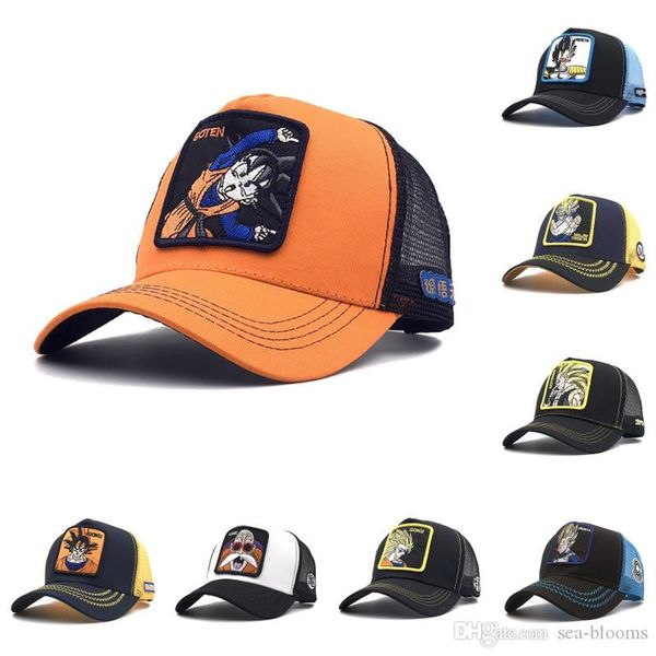 

new seven dragon ball wukong baseball net cap hat cute cartoon baseball hat fashion mesh hip hop hats trucker animal cap m1y, Blue;gray