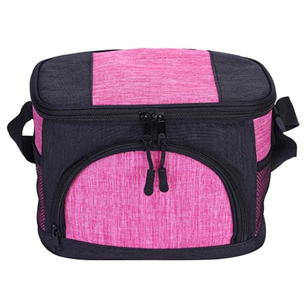 

lunch bag school picnic oxford cloth zipper durable leak proof insulated waterproof with mesh pocket heat preservation handheld, Blue;pink