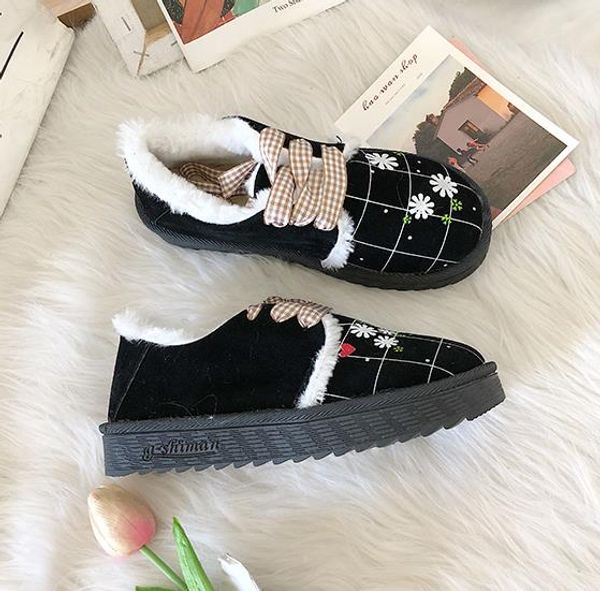 

cotton shoes women's shoes wild students plus velvet winter cute snow boots women's short boots 2019 new winter, Black
