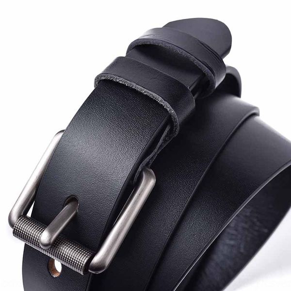 

layer cowhide pin buckle genuine leather men's youth leisure high-end pin belt men's trousers belt, Black;brown