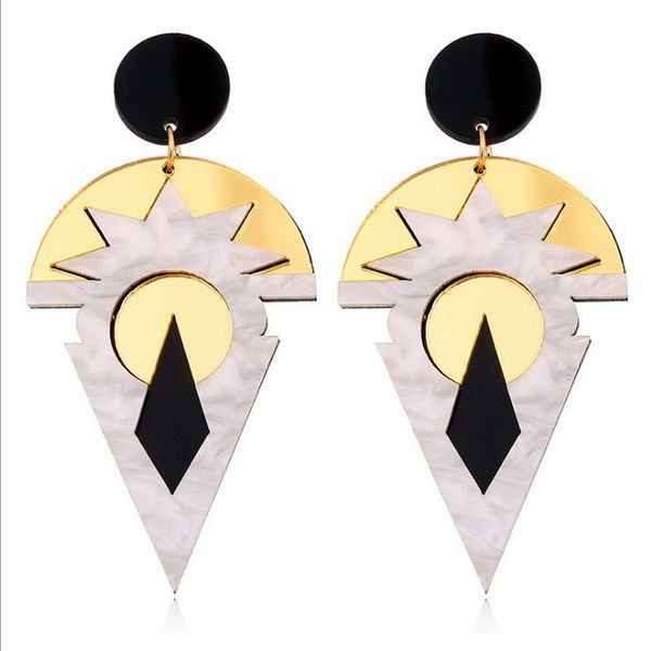 

fishsheep gold color geometric acrylic dangle drop earrings rock punk resin big irregular earrings for women jewelry accessories, Silver