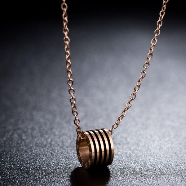 

yikln titanium steel roman numerals circle pendant chokers necklace rose gold wedding necklaces for women christmas gift rn02102, Golden;silver