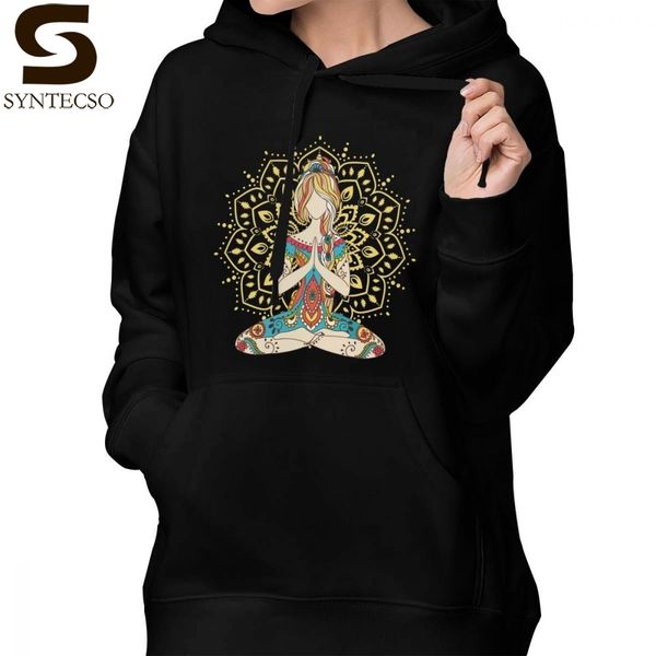 

om hoodie om chakras mindfulness meditation zen 4 hoodies cotton graphic hoodies women sweet long-sleeve pullover hoodie, Black